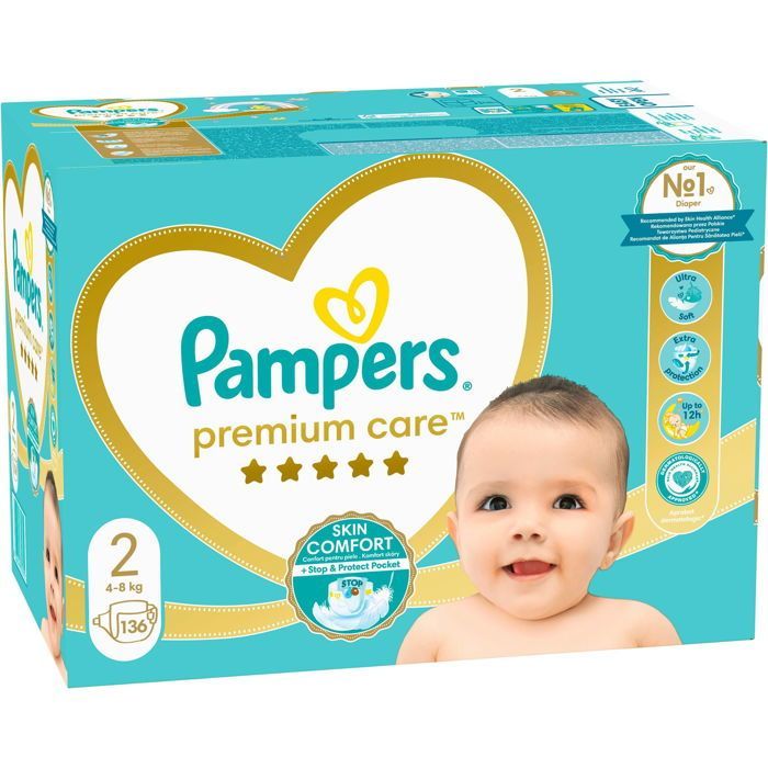 Fiche PAMPERS Premium Care. 2 (136 ks)