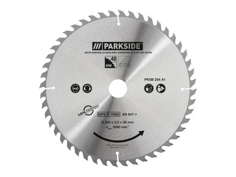 PARKSIDE® PKSB 254 A1 Pyörösahanterä, 10 tuumaa