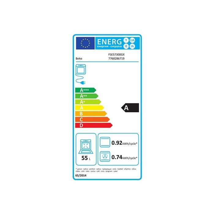 Beko FSM57300GX, Fornuis, Roestvrij staal, Draaiend, Touchscreen, Bovenkant, Emaille, Keramiek