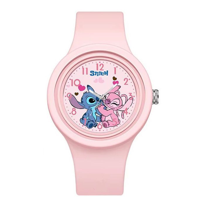 Reloj infantil Stitch rosa – Cuarzo, pantalla analógica, correa cómoda