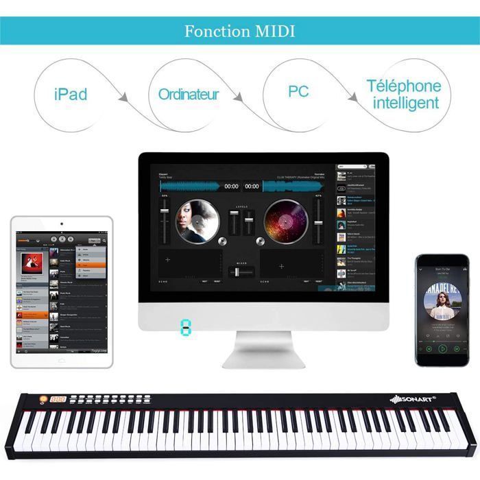 Teclado musical electrónico COSTWAY de 88 teclas para niños - MIDI/Bluetooth - Ajuste dinámico - Pedal de sustain - Bolsa de transporte - Negro