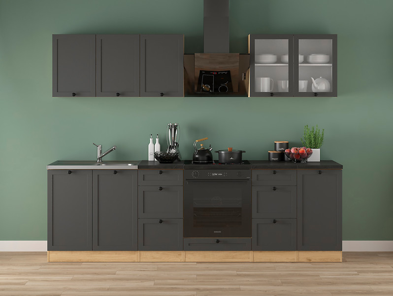 Komplet kuchenny Junona Line 260 cm grafitowy  z blatem