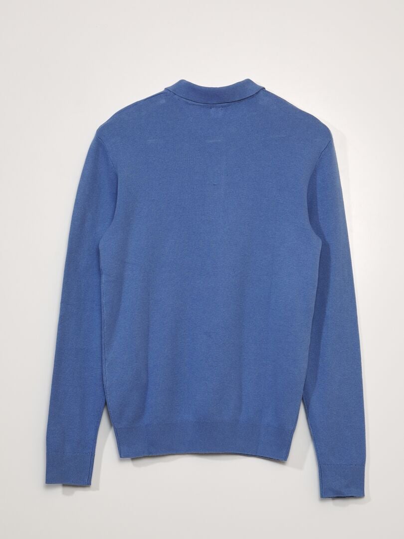 Poloshirt van fleecestof - BLAUW