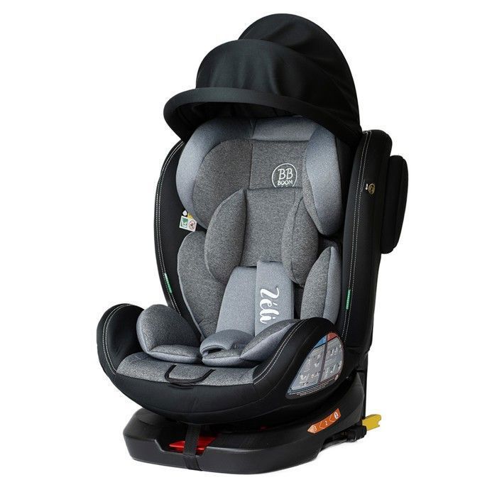 Silla de coche convertible ZELI i-Size con giro de 360° para niños de 40 a 150 cm (0 a 36 kg) con anclaje superior Isofix, color negro, sin capota.