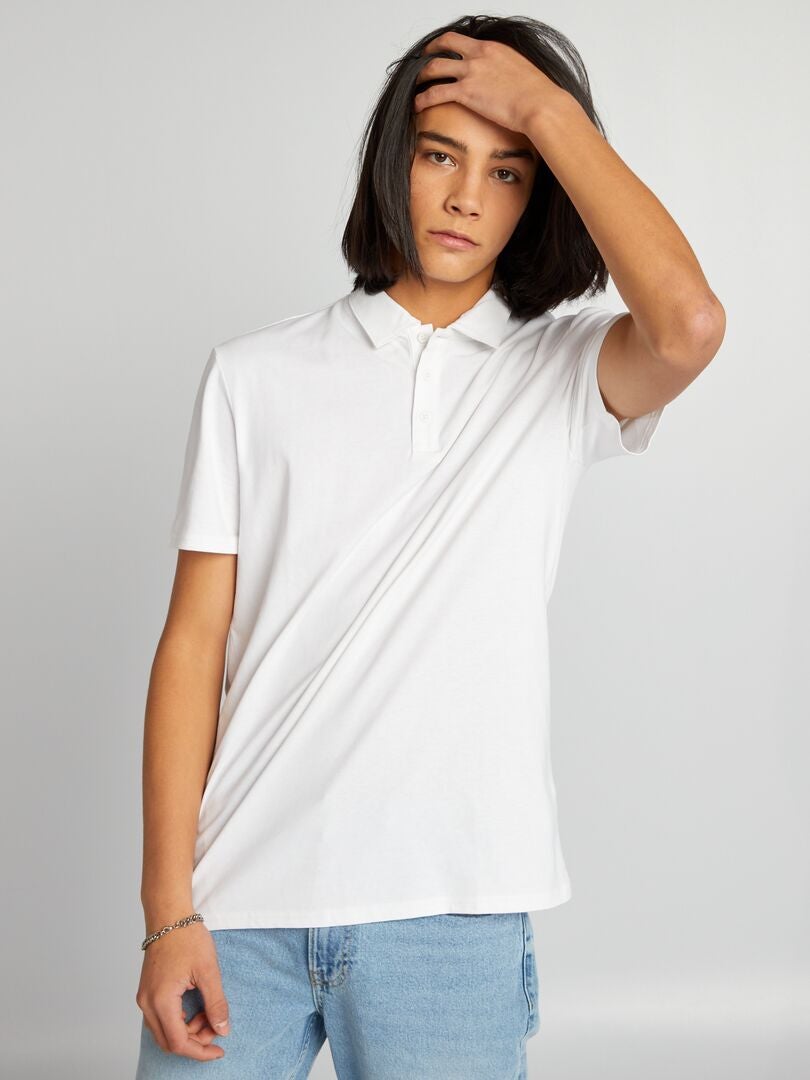 Polo shirt met korte mouwen van katoen - wit
