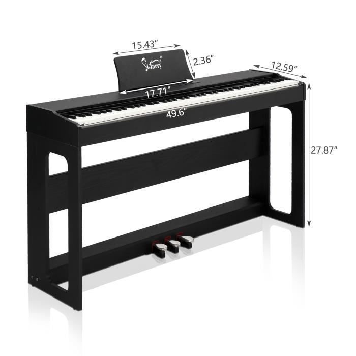 Teclado estándar de 88 teclas con acción de martillo, sin tapa ni banqueta, apto para todos los niveles. Color negro.