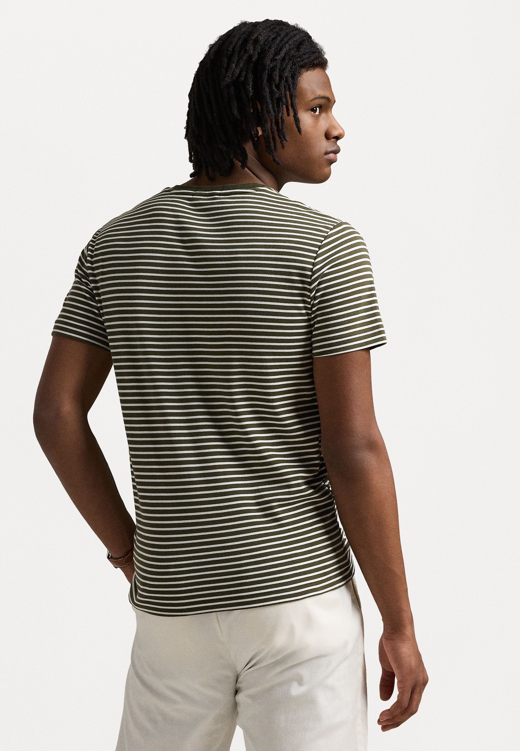Polo Ralph Lauren T-shirt personalizzata a righe sottili in morbido cotone - T-shirt stampata - armadillo/bianco