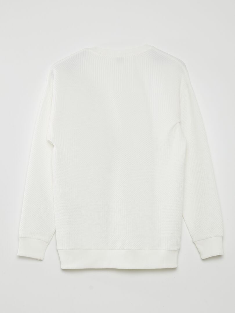 Gebreide Ottoman-sweatshirt met reliëf - Wit