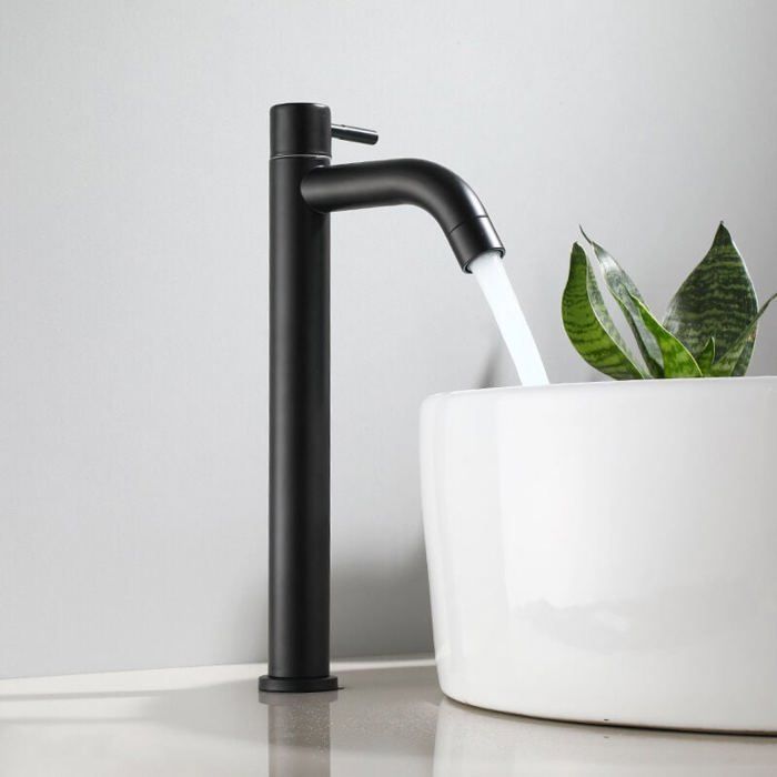 Grifo de baño - Grifo de baño - solo agua fría, negro - 30,5*13,7 cm - Conexión estándar de 3/8