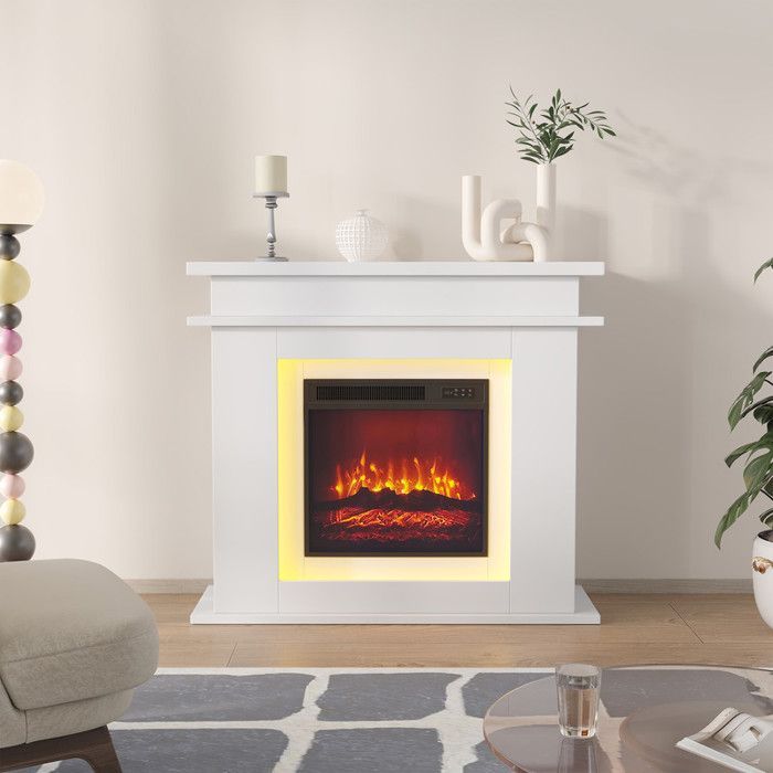 Cheminée électrique 101 cm – flammes 3D – LED – 1500 W – Écran tactile et télécommande – Meuble incluse – Blanc