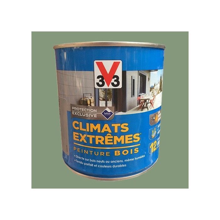 Peinture bois extérieur Climats Extrêmes RAL 6021 Vert provence satin 0,5L V33