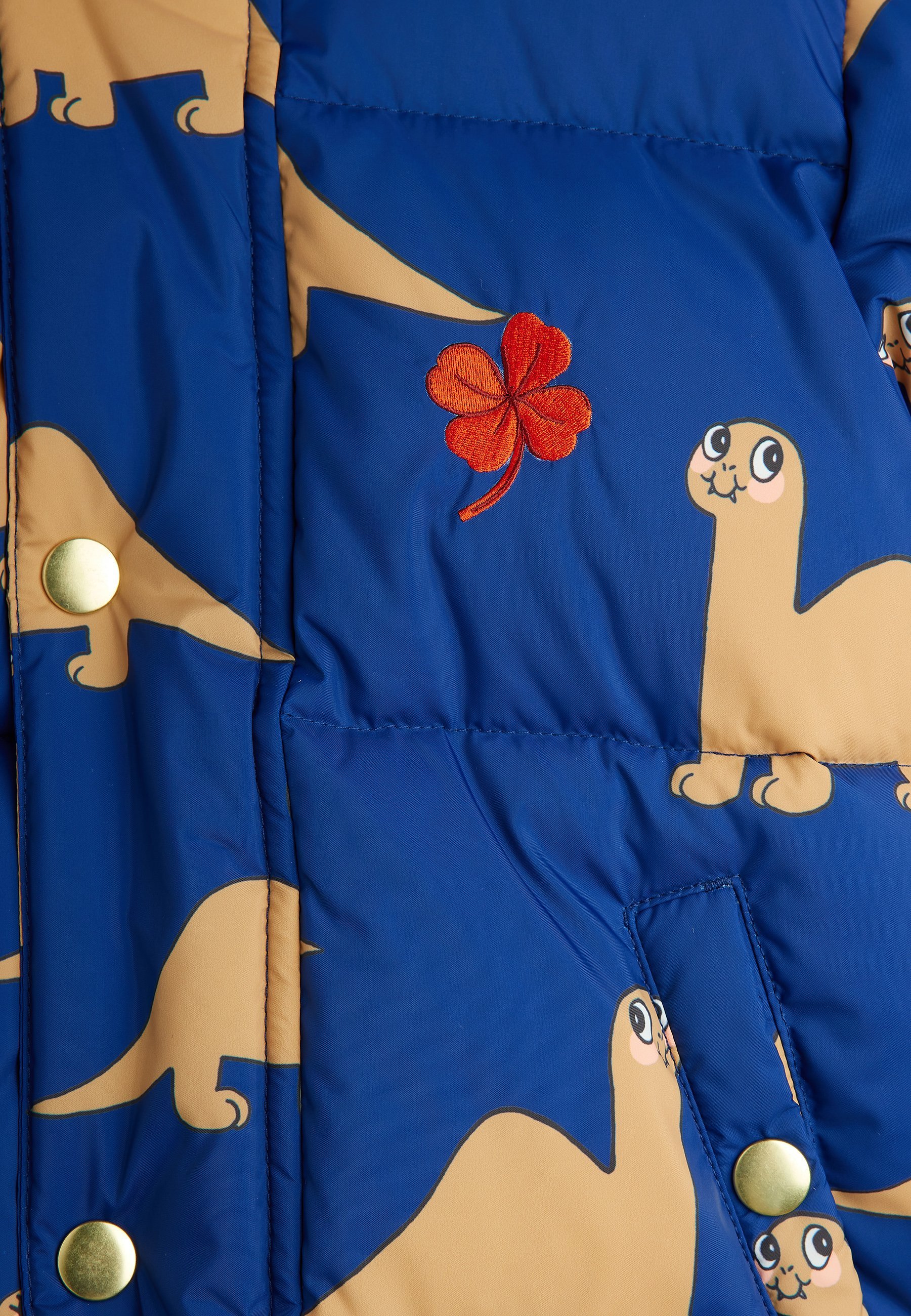 Mini Rodini Δεινόσαυρος με κουκούλα - Μπλε - Χειμερινό μπουφάν