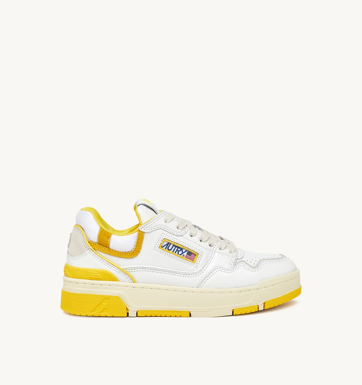 Adidași CLC din piele albă și galbenă