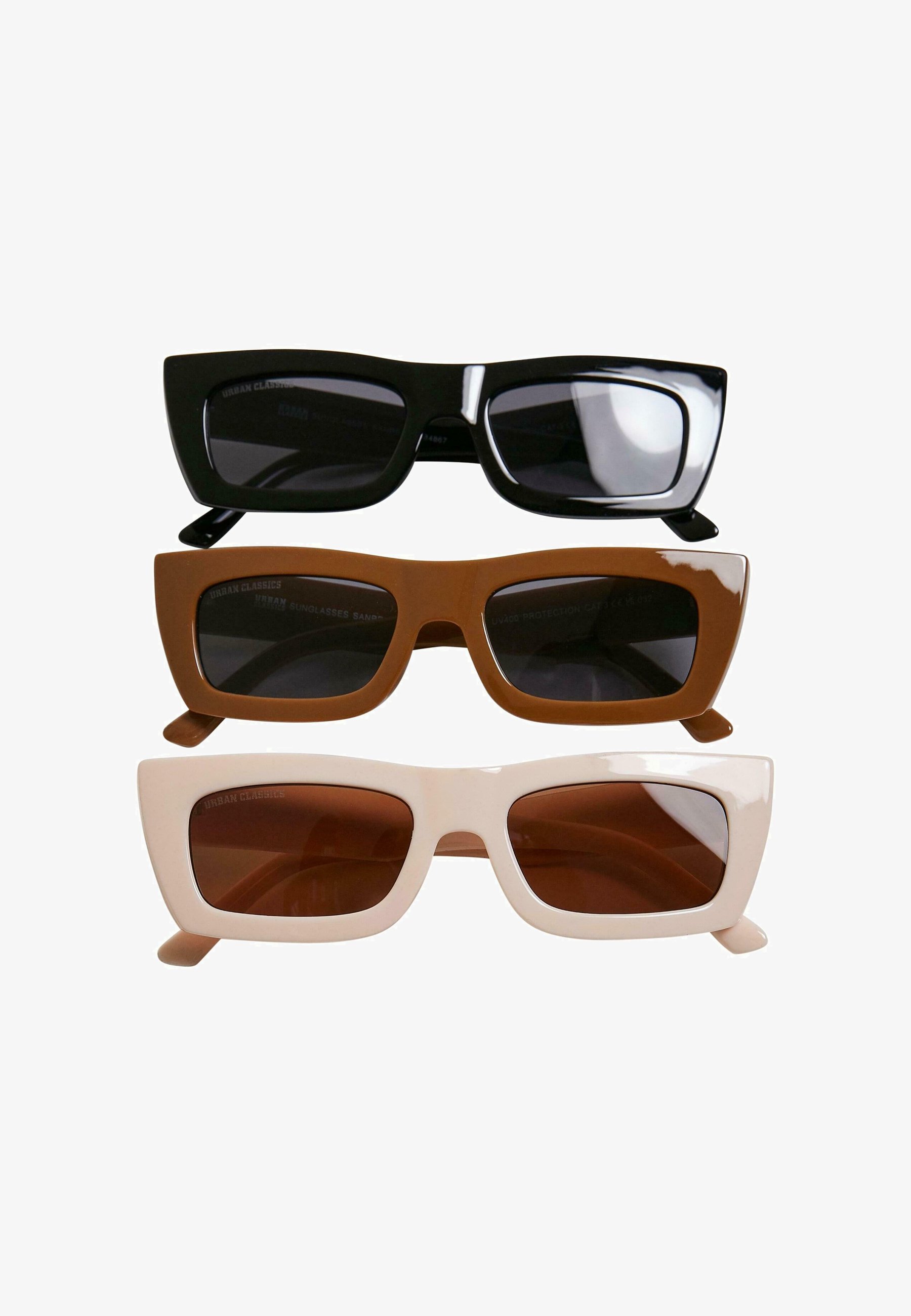 Urban Classics UNISEX SANREMO 3-PACK - Päikeseprillid - must, valge ja toffee