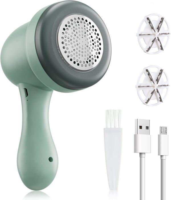 Rasoio anti-accumulo, potente ed efficace rasoio elettrico anti-accumulo, rasoio per pelucchi ricaricabile tramite USB con 2 lame sostituibili