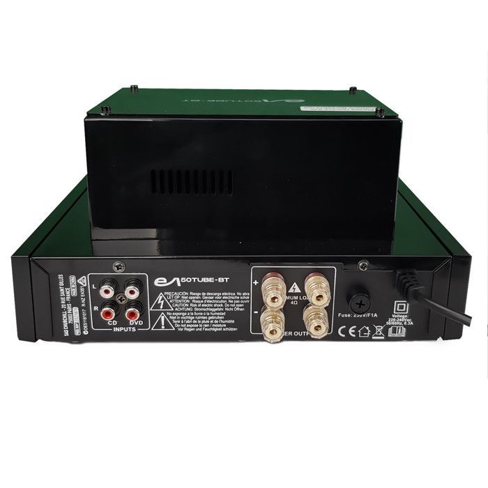 Pack Home-Cinéma 2.0 Evidence Acoustics EA800-PG - 2x500W PMPO, Amplificateur à tube, EA-50TUBE-BT stéréo Vintage, Micro VHF