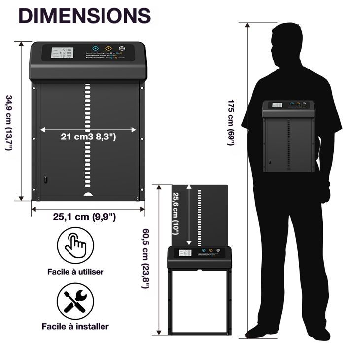 Porta automática para galinheiro - LANTHOUR - LCD programável - Moldura ampliada - Proteção antiesmagamento - Liga de alumínio durável