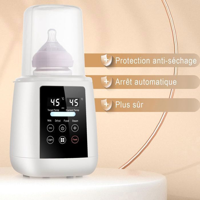 Chauffe Biberon, Stérilisateur Biberon 6 en 1avec Minuterie Numérique Contrôle intelligent de la Température et Arrêt Automatique