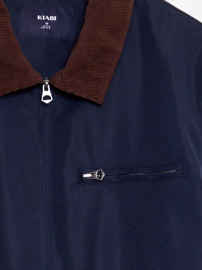 Kort jasje met fluwelen kraag - BLAUW