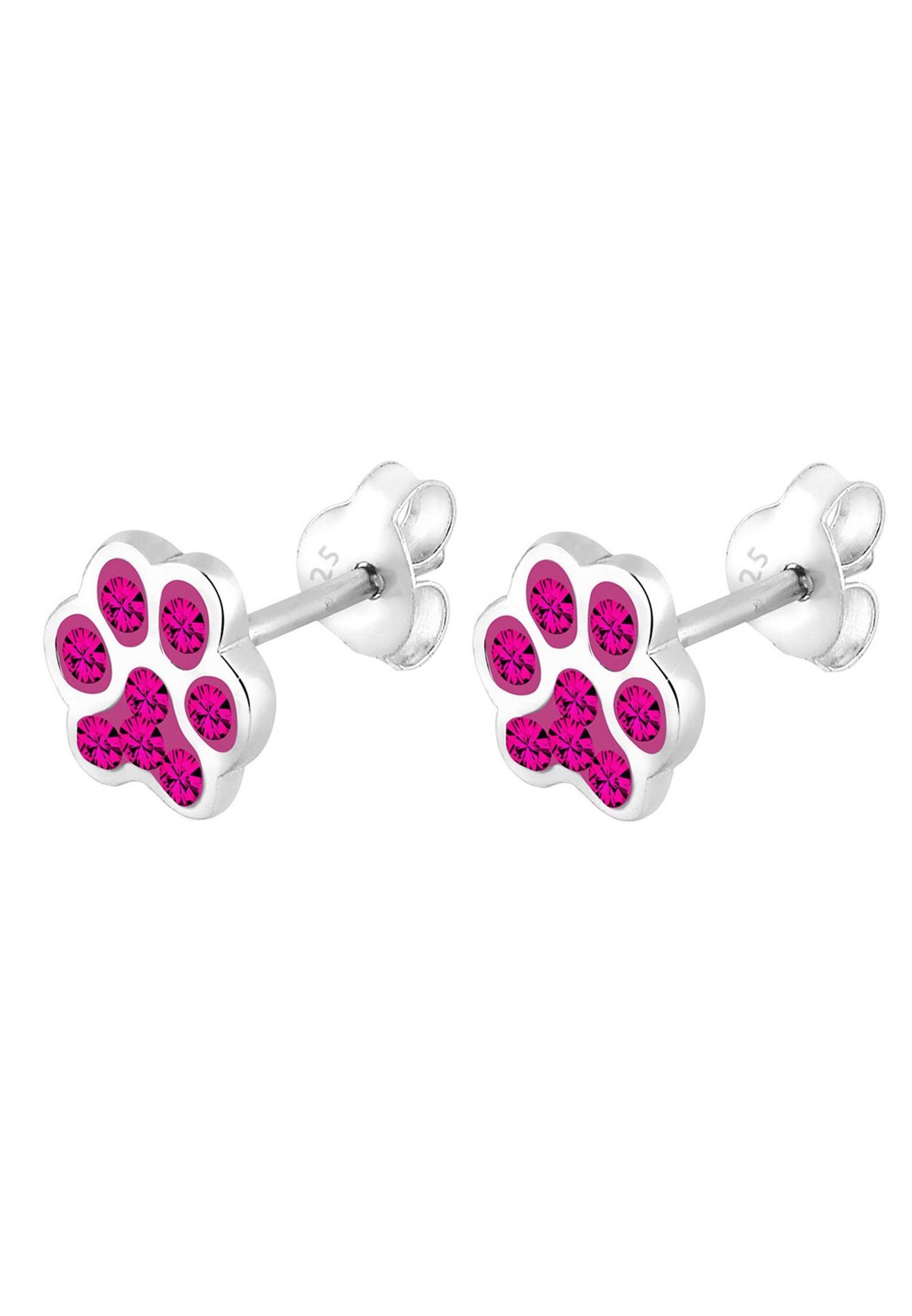 Elli Femmes Clous d'oreilles Patte Chien Chat avec Cristaux en Argent Sterling 925