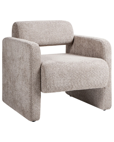 Fotel boucle w stylu retro beżowy
