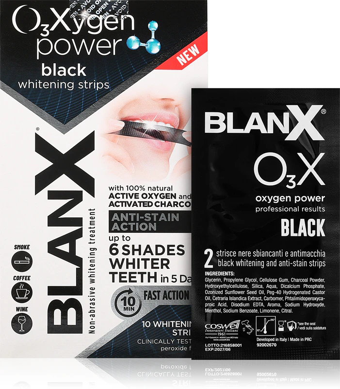 Bělicí pásky na zuby BlanX Oxygen Power Whitening Black Strips