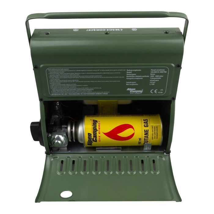 Estufa de gas portátil - Alpen Camping - IK-1000 PRO - 1,7 kW - Encendido piezoeléctrico - 124 g/h