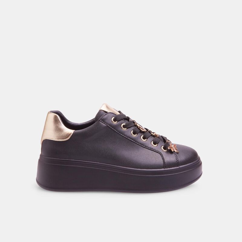 Damsneakers med snörning och juvelapplikationer