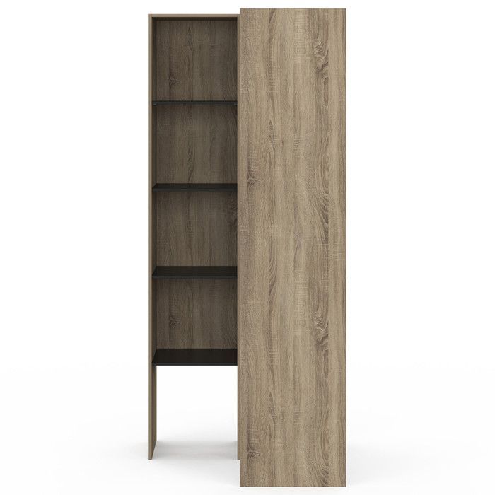 IDMARKET Dressing d'angle modulable L. 90 / 127 cm MELMAN double penderie + étagères bois et noir