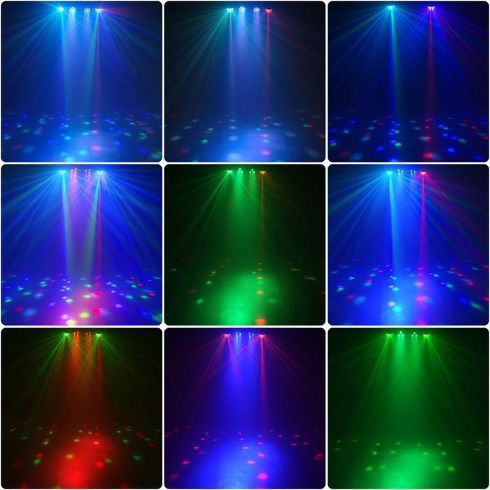 Set di 6 apparecchi di illuminazione compatti e potenti UKing + macchina del fumo + stativo regolabile per luci da DJ e luci da palcoscenico.