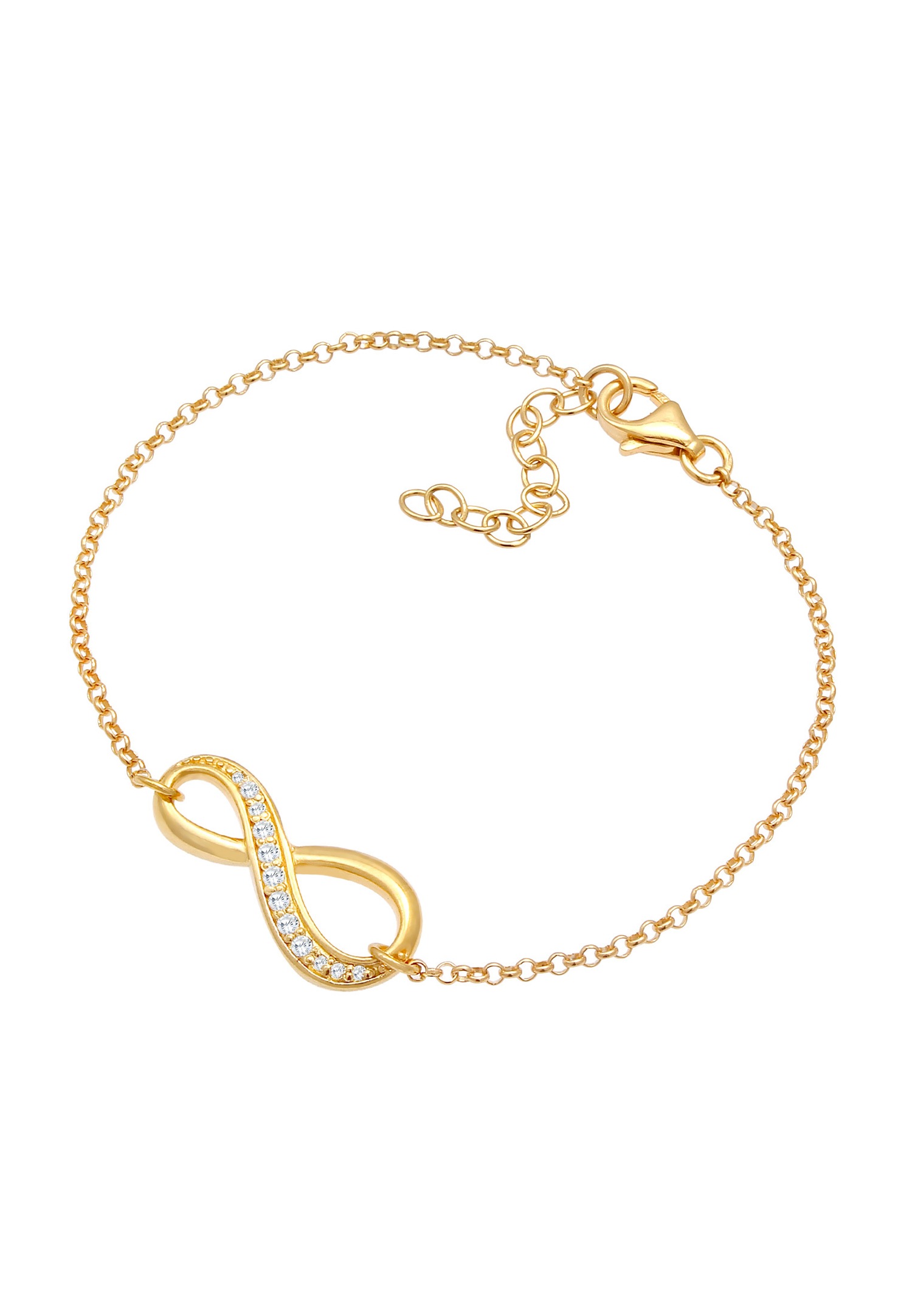 Elli Symbole de l'infini féminin avec cristal de zircone en 925/1000 argent massif