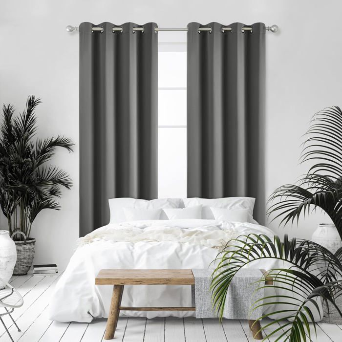 Deconovo Lot de 2 Rideaux Occultants Isolant Thermique Rideaux pour Salon et Chambre, 140x180 CM, Gris Clair