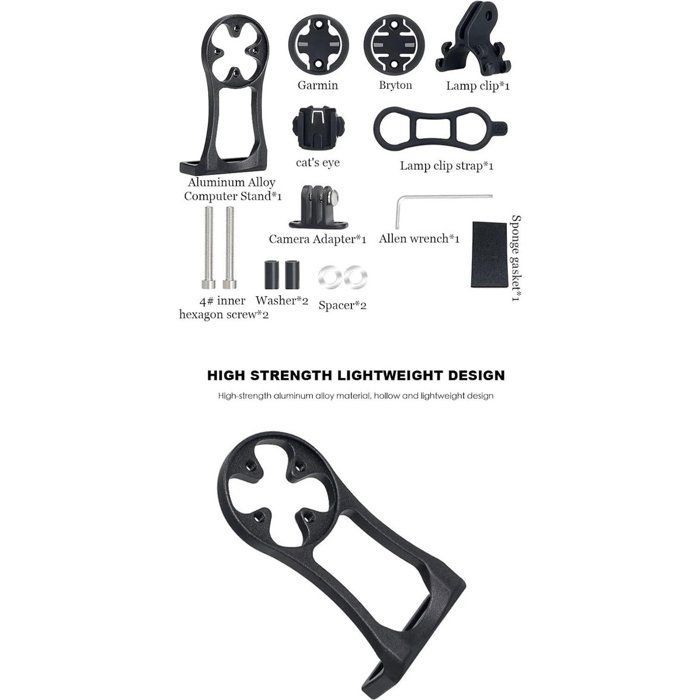 Support de compteur de vélo en alliage d'aluminium, fixation pour phare, adaptateur d'extension de guidon pour GPS Garmin Edge et