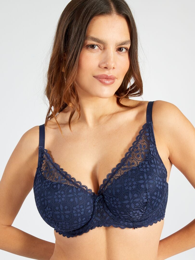 Reggiseno imbottito coppe D ed E - blu nero