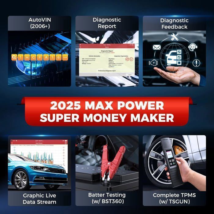 Escáner de diagnóstico OBD II LAUNCH CRP919X Lite X431 para automóviles con más de 28 funciones de reinicio (en francés).