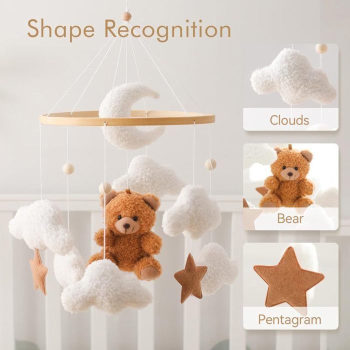 Babybett-Mobile, Bären-Kinderzimmerdekoration für Kleinkinder, Hängendes Geschenk, Mehrfarbiges Mobile
