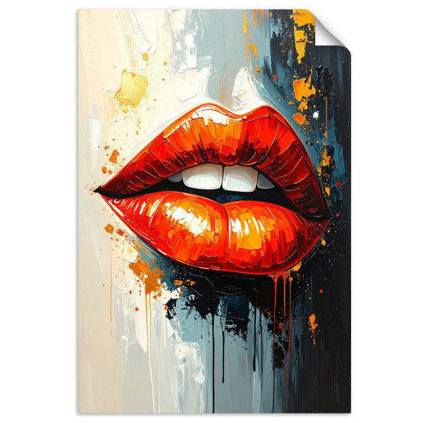 Plakat samoprzylepny do salonu sypialni Feeby Czerwone usta 20x30