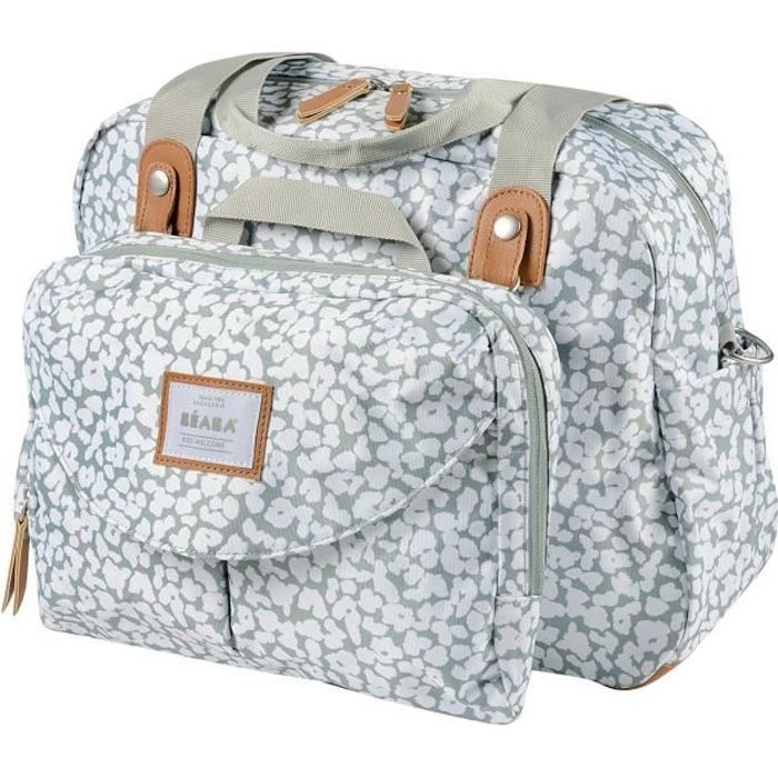 Bolso cambiador BEABA Geneva II, modular, gran capacidad, múltiples compartimentos, bolsillo frontal extraíble, color flor de cerezo.