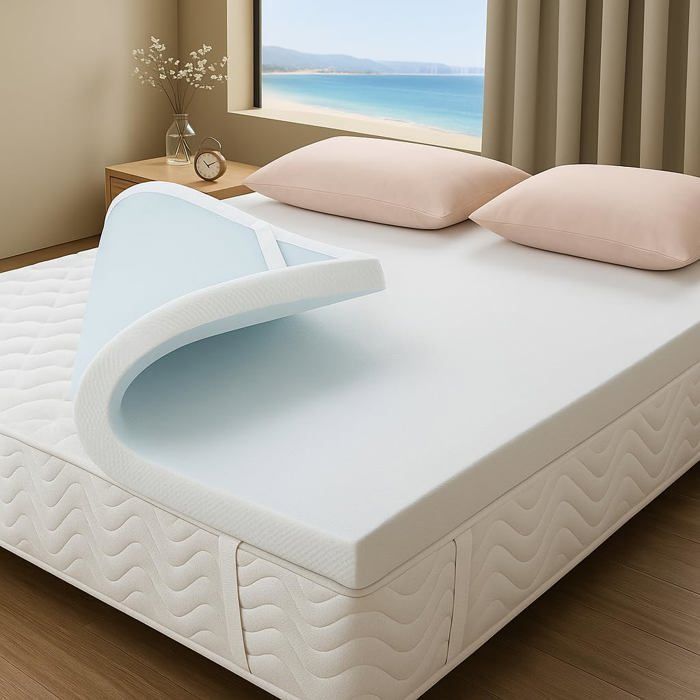 Surmatelas Viscoélastique Gel 180x200 cm  4 cm Additionnels de Confort, Fabriqué en Espagne, Fraîcheur et Bien-être,OEKO-TEX®