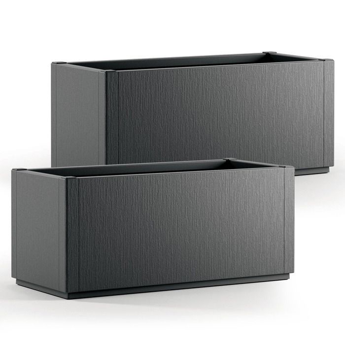CASARIA 2x Maceta Ethica Antracita 80x36x36cm 80L Resistente Base con Drenaje Maceta Jardín Balcón