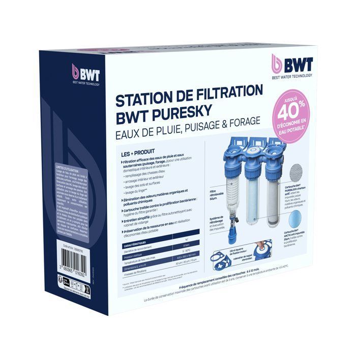 Stazione di filtrazione triplex - BWT - PURESKY 50 µm lavabile in controcorrente + ARCTIC 20 µm + PUREBLOCK 10 µm