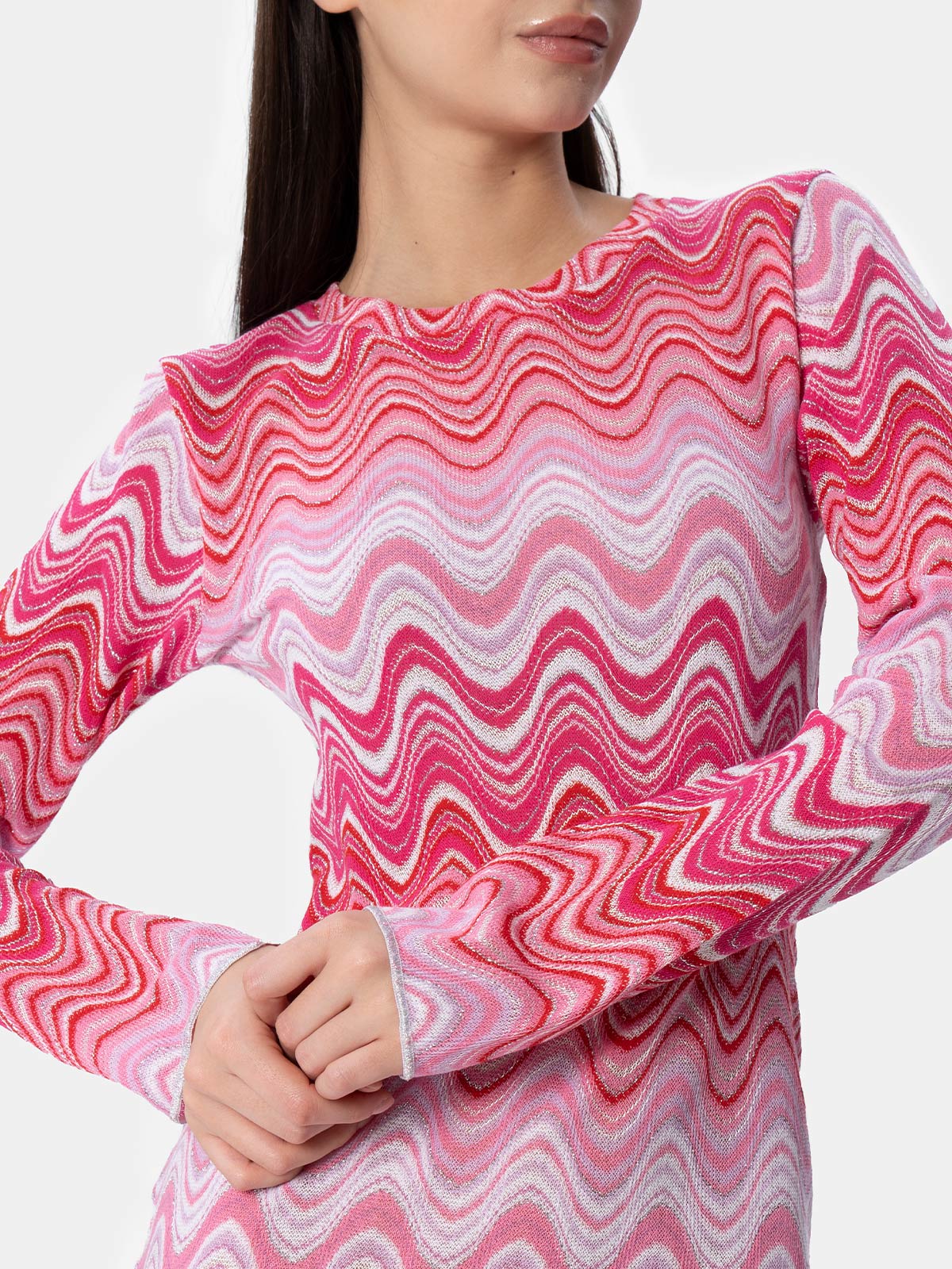 Vestido curto de malha rosa Raschel feminino da Imany