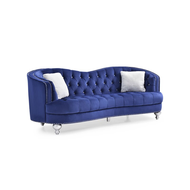 Karli 90” samettinen upotettu käsinojallinen kaareva sohva
