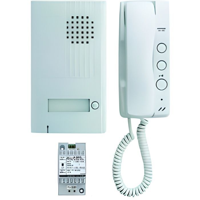 Kit de intercomunicador de puerta con audio de 2 cables - AIPHONE - 110357 - Aluminio natural - 1 auricular - Con cable