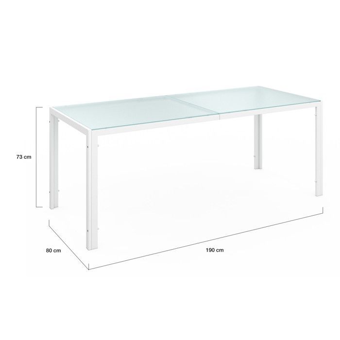 IDMARKET Salon de jardin MADRID table 190 cm et 8 chaises empilables blanc et beige