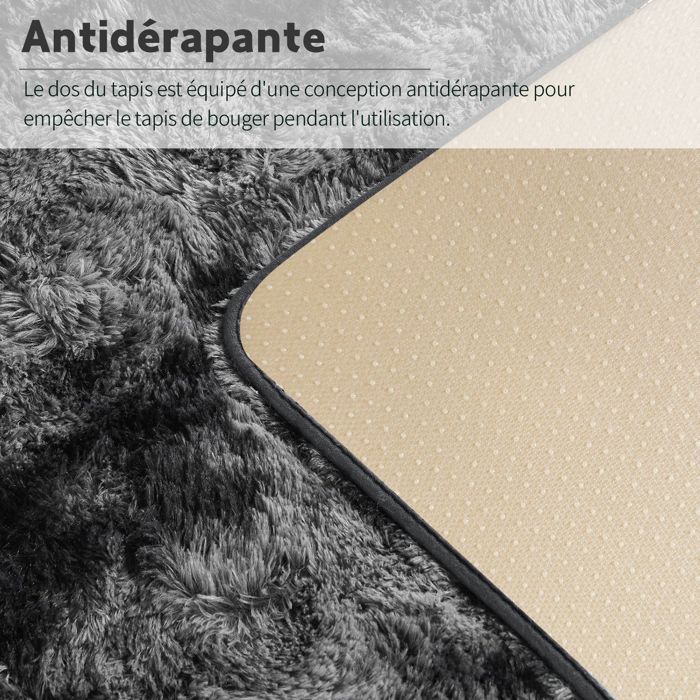 Tapis Salon , Frixovel Tapis Chambre 160x230CM , Dessous Antidérapant , Doux Moelleux , Gris Foncé