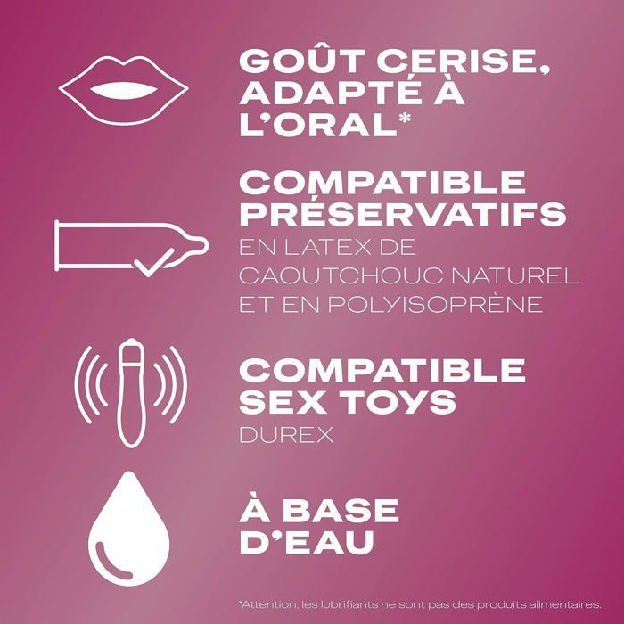Durex - Lot De 3 Gels Lubrifiants Intimes - Hot Chauffant 100ml - Crazy Cherry Comestible 100ml - Sensitive Confort 50ml