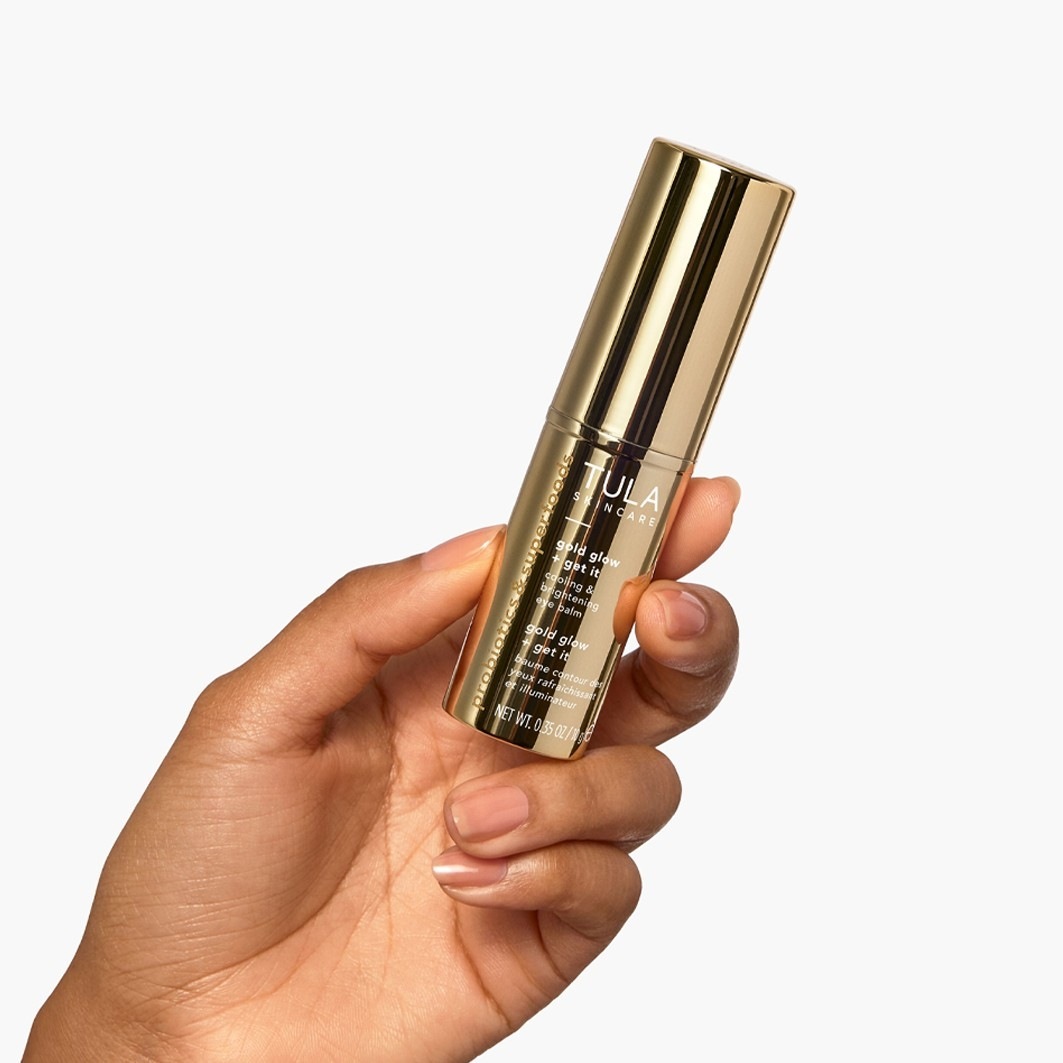 TULA acu balzams Probiotikas un superprodukti Gold Glow + Get It atvēsinošs un mirdzošs acu balzams - 10 g