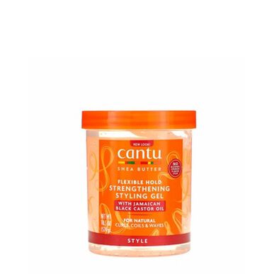 Gel fijador para el cabello Cantu, máxima fijación, aceite de ricino, negro, 524 g.