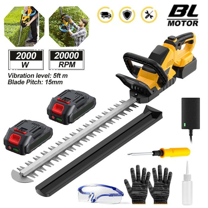 Cortasetos inalámbrico de 56 cm - 2200 W - 20 000 rpm - Incluye 2 baterías y cargador